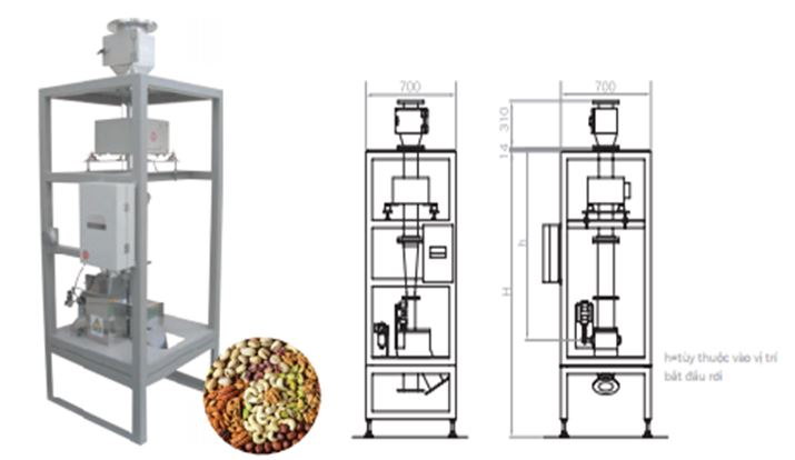 Máy dò kim loại cho hạt trước khi đóng túi