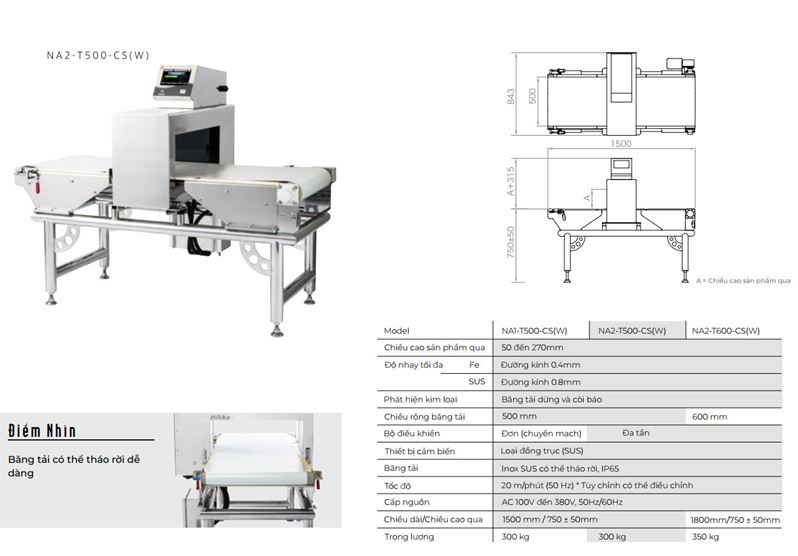 Máy dò kim loại dòng NA - Cho sản phẩm kích thước lớn